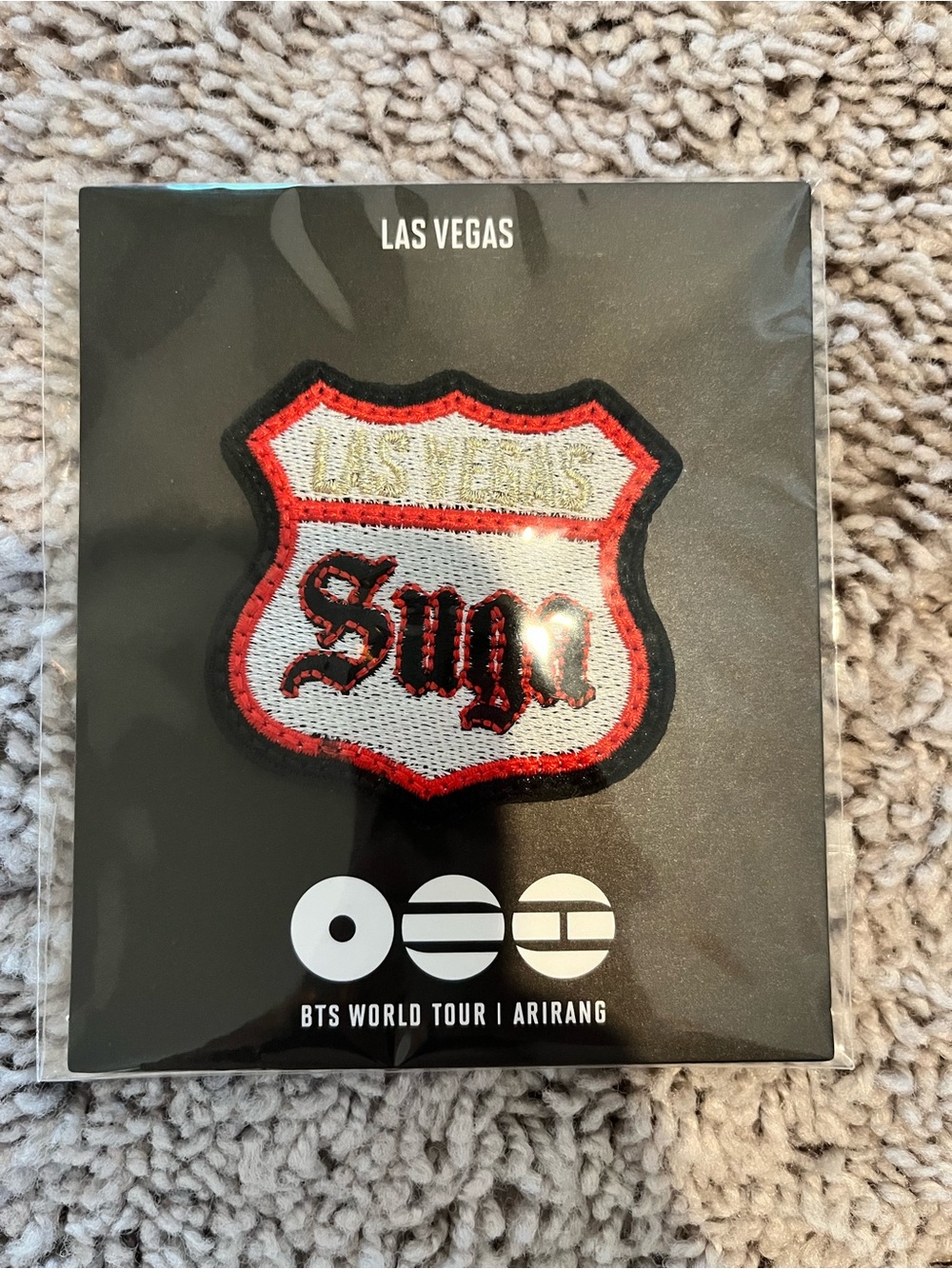 BTS Suga Yoongi Arirang Las Vegas Pop-Up Embroidery Patch Pin SEALED